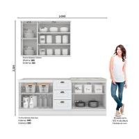 Kit De Cozinha Modulada 4 Peças Americana (1 Aéreo. 2 Balcões, 1 Complemento) Branco - Henn - 3