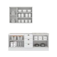 Kit De Cozinha Modulada 4 Peças Americana (1 Aéreo. 2 Balcões, 1 Complemento) Branco - Henn