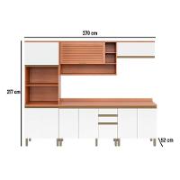Cozinha Modulada Completa Thela Macadâmia 5 Peças (2Aéreos+2Balcões+1Paneleiro) CZC23 Freijo/Branco - Telasul