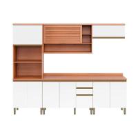Cozinha Modulada Completa Thela Macadâmia 5 Peças (2Aéreos+2Balcões+1Paneleiro) CZC23 Freijo/Branco - Telasul - 6