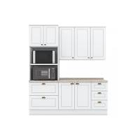 Kit de Cozinha Modulada 4 Peças Americana (1 Aéreo. 1 Balcão, 1 Paneleiro, 1 Complemento) Branco - Henn - 8