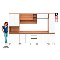 Cozinha Modulada Completa Thela Macadâmia 6 Peças (2Aéreos+2Balcões+1Paneleiro) CZC26 Freijo/Branco - Telasul - 6
