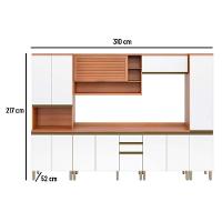 Cozinha Modulada Completa Thela Macadâmia 6 Peças (2Aéreos+2Balcões+1Paneleiro) CZC26 Freijo/Branco - Telasul - 9