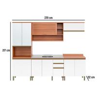 Cozinha Modulada Completa Thela Macadâmia 5 Peças (2Aéreos+1Balcão+2Paneleiros) CZC18 Freijo/Branco - Telasul - 5