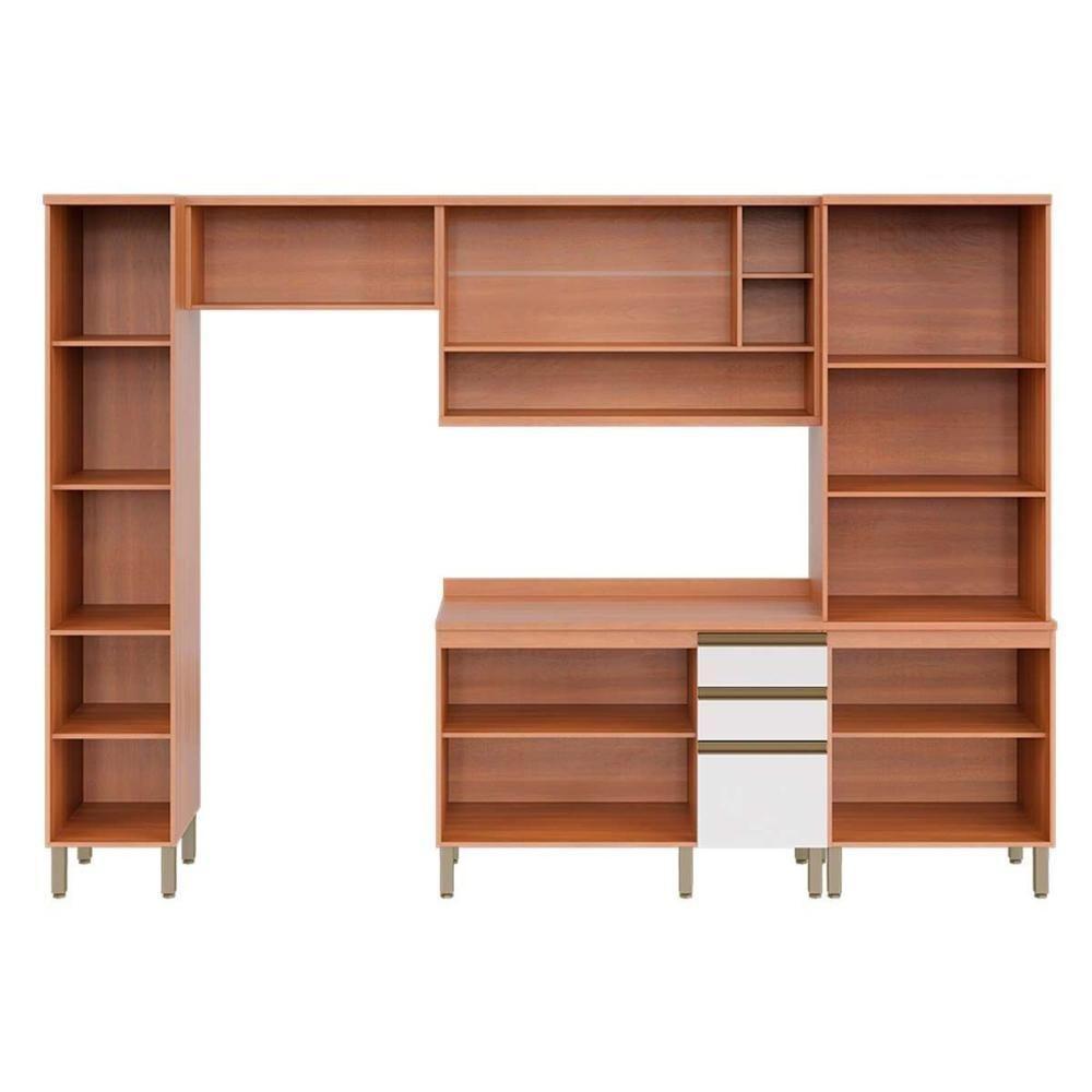 Cozinha Modulada Telasul Thela Macadâmia Thela Macadâmia 5 Peças (2Aéreos+1Balcão+2Paneleiros) CZC20 Freijo/Branco-Telasul - 4