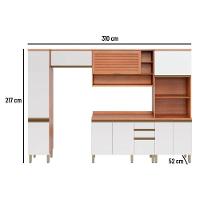 Cozinha Modulada Telasul Thela Macadâmia Thela Macadâmia 5 Peças (2Aéreos+1Balcão+2Paneleiros) CZC20 Freijo/Branco-Telasul - 5