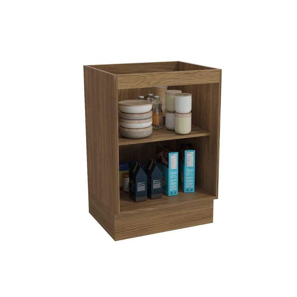 Balcão de Cozinha Modulado Botanic M629 p/Cooktop 1 Porta c/Tampo 60cm Nogueira/Oliva/Nogueira - Kappesberg - 3