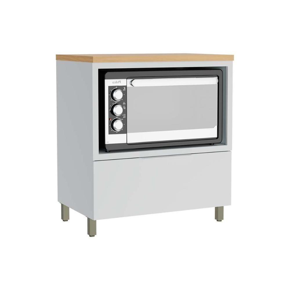Balcão de Cozinha Modulado Marquesa Forno 1 Gaveta c/ Tampo 80cm Branca/Nature - Nesher - 1