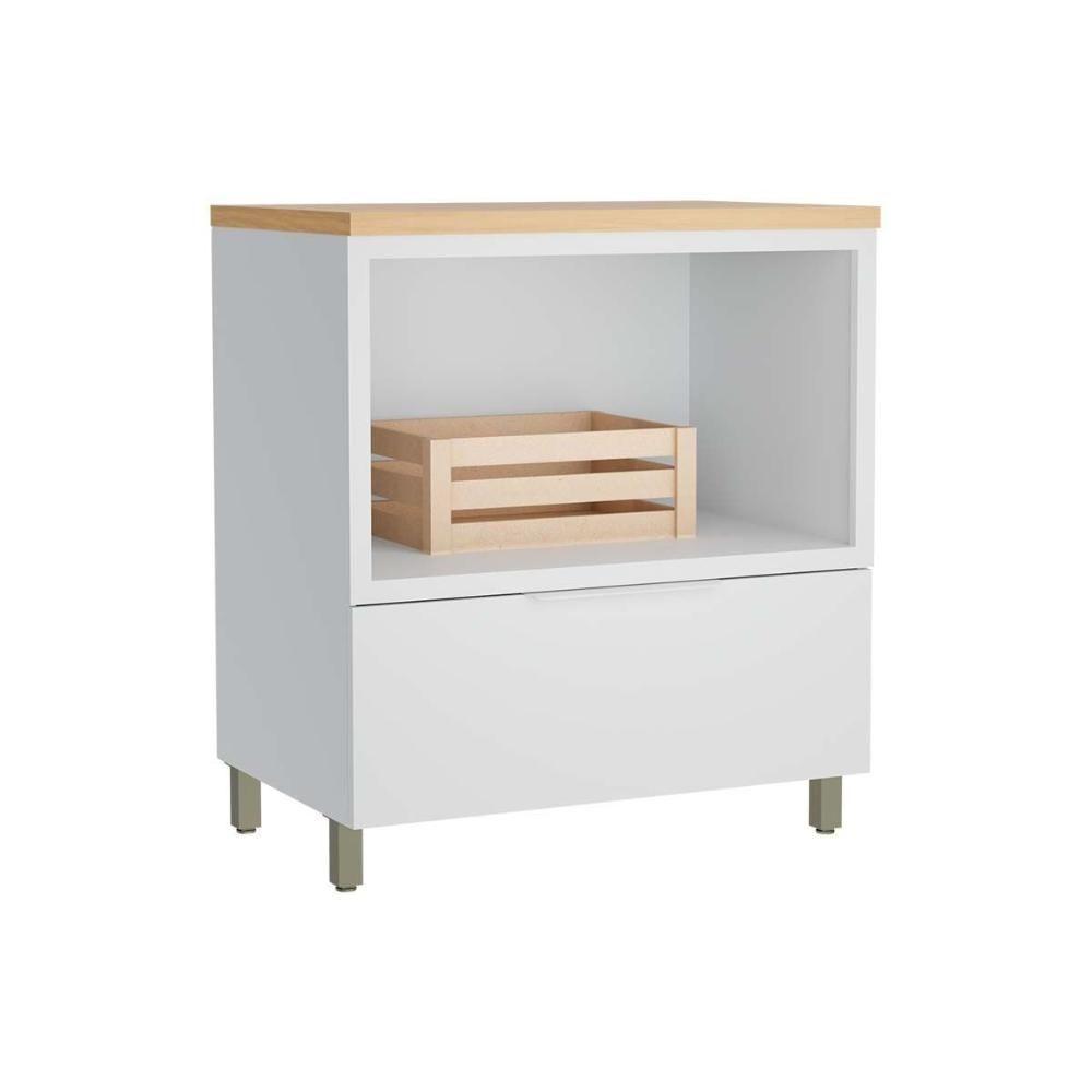 Balcão de Cozinha Modulado Marquesa Forno 1 Gaveta c/ Tampo 80cm Branca/Nature - Nesher - 5
