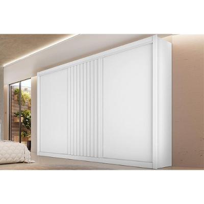 Guarda Roupa Casal Vitória 3 Portas de Correr 6 Gavetas Branco Acetinado Móveis Europa