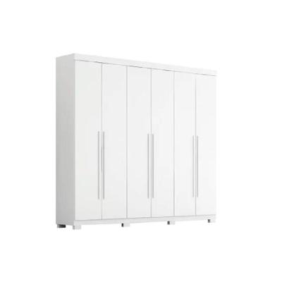 Guarda Roupa Casal Nubia 6 Portas Bater 4 Gavetas Branco 100% MDF ACP Móveis