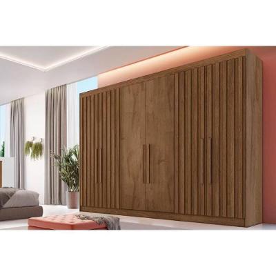 Guarda Roupa Casal Potente 6 Portas de Abrir 6 Gavetas Braúna MDF Europa