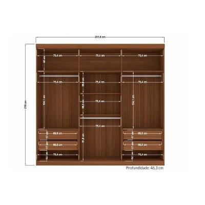 Guarda Roupa Casal Buriti 6 Portas de Bater 4 Gavetas Jatoba-Areia Santos Andirá