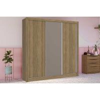 Guarda Roupa 3 Portas de Correr e 2 Gavetas M570 Nogueira/Fendi/Nogueira - Kappesberg - 1