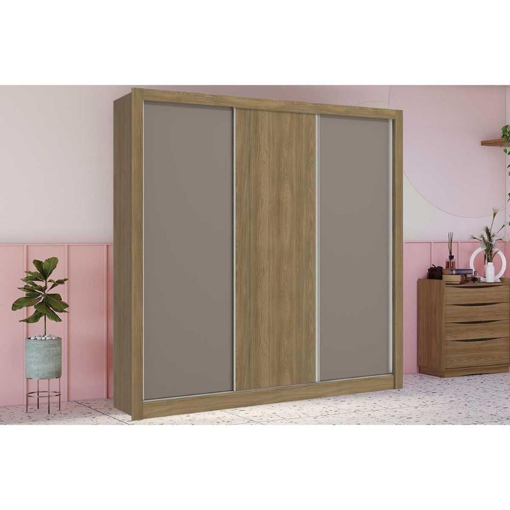 Guarda Roupa 3 Portas de Correr e 2 Gavetas M570 Fendi/Nogueira/Fendi - Kappesberg - 1