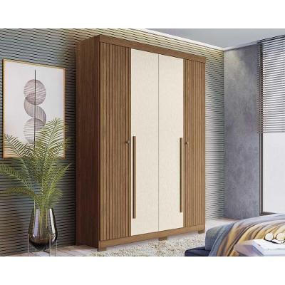 Guarda Roupa Solteiro Buriti 4 Portas de Bater 2 Gavetas Jatoba-Areia Santos Andirá