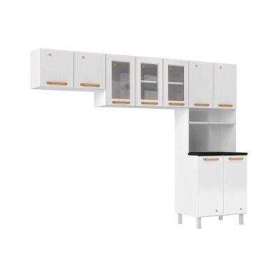 Kit de Cozinha Compacta Diamante Smart 10 Portas 1 Gaveta Aço 245cm Branco
