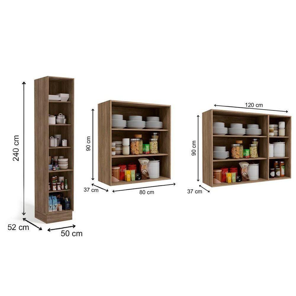 Kit de Cozinha 3 Peças Maxxi (2 Armários + 1 Paneleiro) CPT34 Nogal - Kappesberg - 4