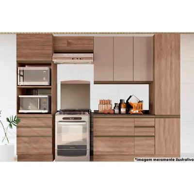 Kit De Cozinha 6 Peças Maxxi (2 Armários + 1 Balcão + 2 Paneleiros + 1 Complemento) Cpt49 Nogal - Kappesberg
