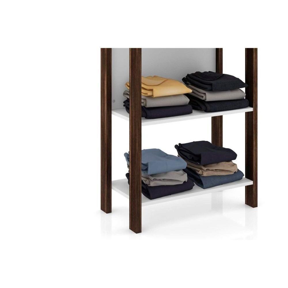 Guarda Roupa Closet Modulado Az1005 C- 5 Prateleiras Cor Branco-nogal - Tecno Mobili - 4
