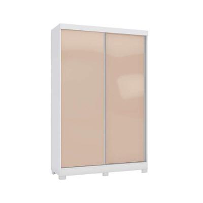 Guarda Roupa Solteiro N571 2 Portas de Correr 2 Gavetas Branco-Macadamia Kappesberg