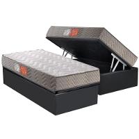 Cama Box Baú Solteiro: Colchão Espuma D45 Paropas Pasquale + Base CRC Suede Gray(88x188) - 1
