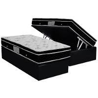 Cama Box Baú Solteiro: Colchão Molas Bonnel Ortobom Nanolastic Physical + Base CRC Courano Black(88x188) - 1