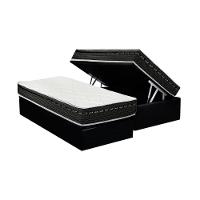 Cama Box Baú Solteiro: Colchão Molas Bonnel Luckspuma Eagle New + Base CRC Suede Black(88x188) - 1