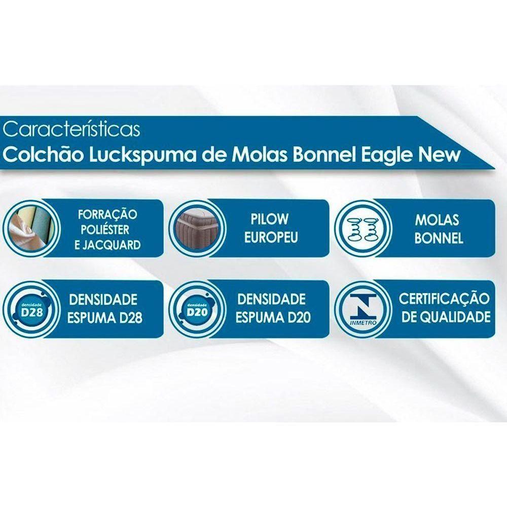 Cama Box Baú Solteiro: Colchão Molas Bonnel Luckspuma Eagle New + Base CRC Suede Black(88x188) - 2
