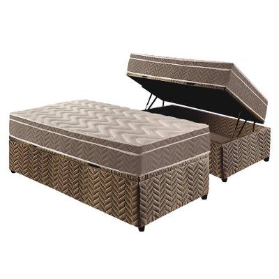Cama Box Baú Solteiro: Colchão Ortopédico Paropas D33 / EP Confort Ultra Firme + Base CRC Suede Brown(88x188)