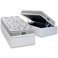 Cama Box Baú Solteiro: Colchão Ortopédico Probel D45 - Ep Guarda Costas Próextreme Plus + Base Crc Courano White(88x188) - 1