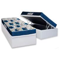 Cama Box Baú Solteiro: Colchão Anatômico Ortobom D28 / EP ISO 60 Super Firme + Base CRC Courano White(88x188) - 1