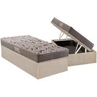 Cama Box Baú Solteiro: Colchão Ortopédico Herval Ag65 Fort Black Firme Pillow Top + Base Crc Suede Clean(88x188) - 1