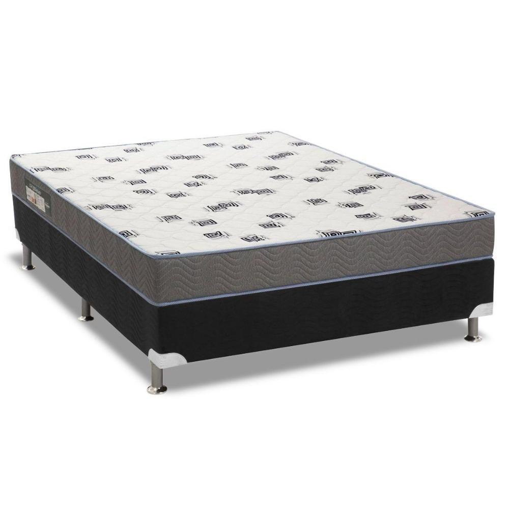 Cama Box Viúva: Colchão Espuma Ortobom D33 Light + Base Crc Courano Black(128x188) - 1