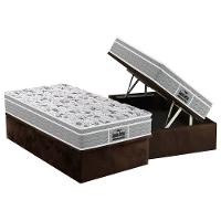 Cama Box Baú Solteiro: Colchão Anatômico Probel D45 - Ep Guarda Costas Próextreme Plus + Base Crc Suede Brown(88x188) - 1