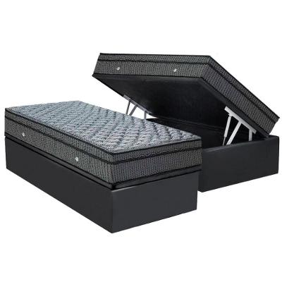 Cama Box Baú Solteiro: Colchão Molas Ortobom Hotelaria Multilastic Orthotel Luxo + Base CRC Suede Gray(88x188)