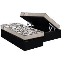 Cama Box Baú Solteiro: Colchão Espuma Ortobom D26 Physical Ultra Resistente + Base CRC Courano Black(88x188) - 1