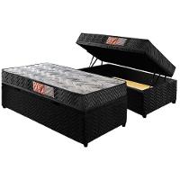 Cama Box Baú Solteiro: Colchão Espuma Paropas D45 Pasquale + Base CRC Suede Black(88x188) - 1