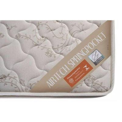Cama Box Baú Solteiro: Colchão Molas Ortobom SuperPocket Fort Airtech Spring + Base CRC Suede Clean(88x188)