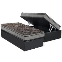 Cama Box Baú Solteiro: Colchão Espuma Paropas D28 / EP Confort Firme+ Base CRC Suede Cinza(88x188) - 1