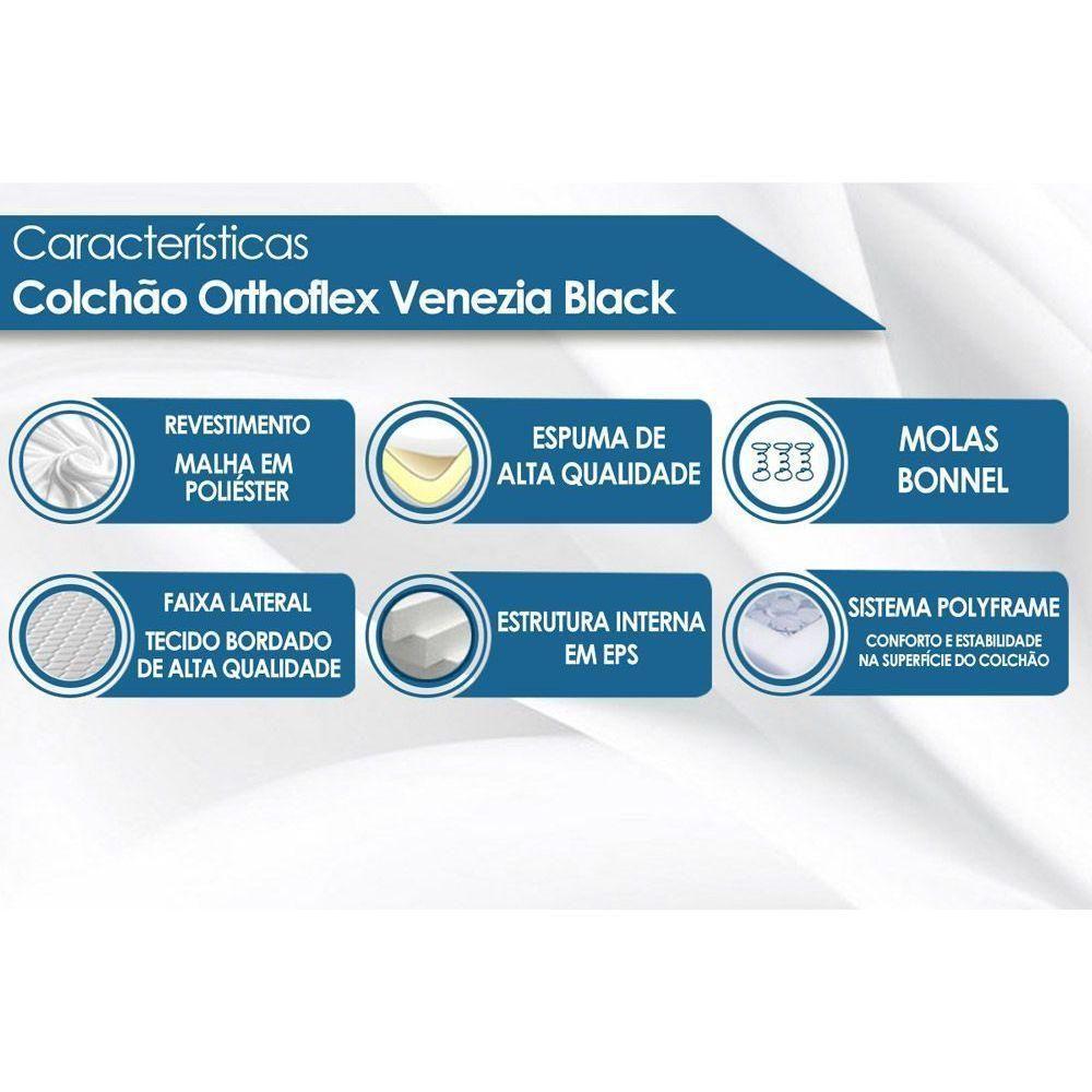 Cama Box Baú Solteiro: Colchão Molas Bonnel Orthoflex Venezia + Base CRC Courano Black(88x188) - 6