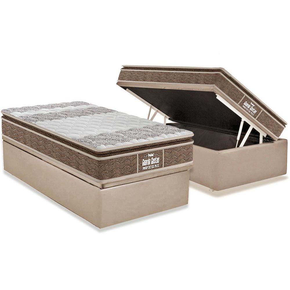 Cama Box Baú Solteiro: Colchão Espuma Probel D33 / EP Guarda Costas PróIntense Plus + Base CRC Suede Clean(88x188) - 1