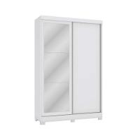 Guarda Roupa Solteiro 2 Portas de Correr e 2 Gavetas c/Espelho e Pés N571 Branco - Kappesberg - 1