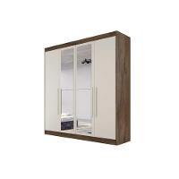 Guarda Roupa Solteiro 3 Gavetas e 4 Portas c/2 Espelho Nantes Peroba/Off White - Europa - 4