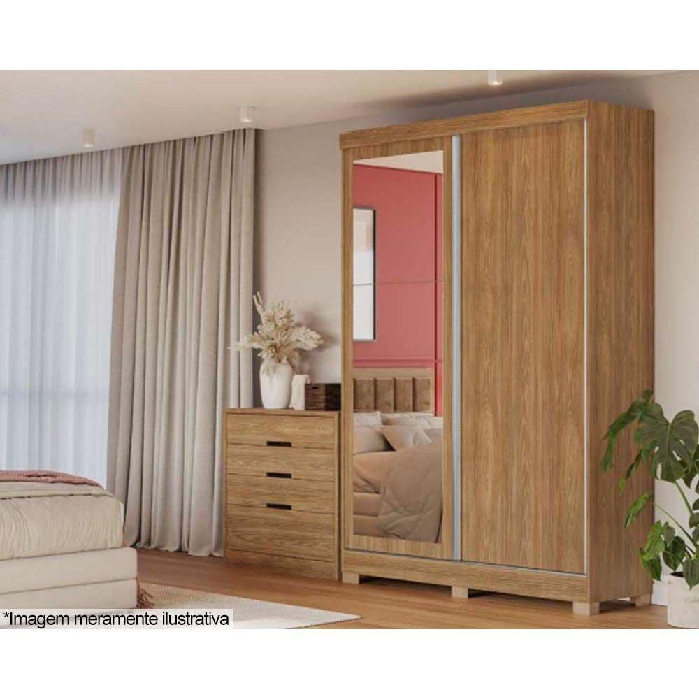 Guarda Roupa 2 Portas de Correr e 2 Gavetas c/Espelho e Pés N571 Branco - Kappesberg - 2