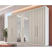 Guarda Roupa 6 Portas c/ 4 Ripadas e 6 Gavetas c/2 Espelhos Potente Off White - Europa - 1