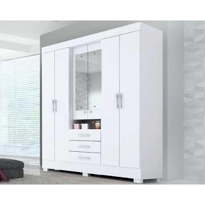 Guarda Roupa Casal Débora 6 Portas de Abrir 9 Gavetas Branco MDF ACP Móveis