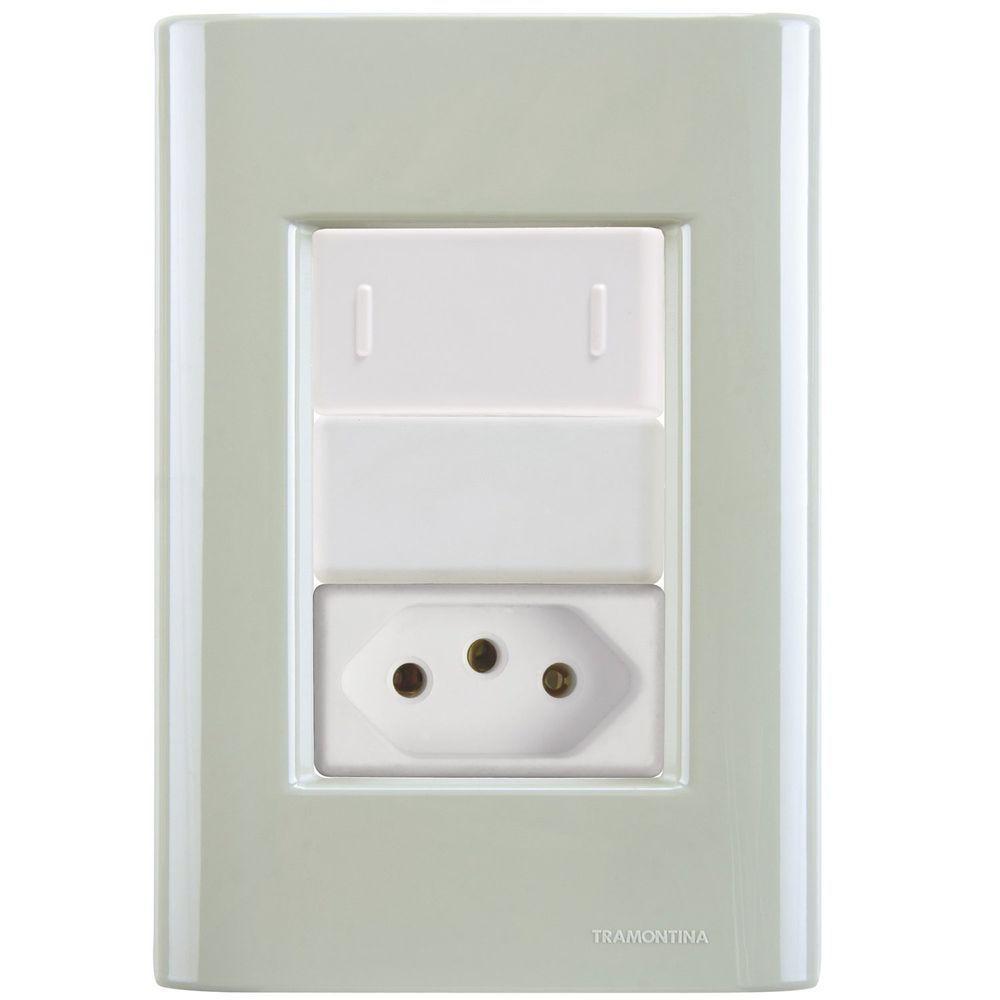 Interruptor E Tomada 20a Giz Verde Ardósia Tramontina Completo Pronto Tramontina - 1