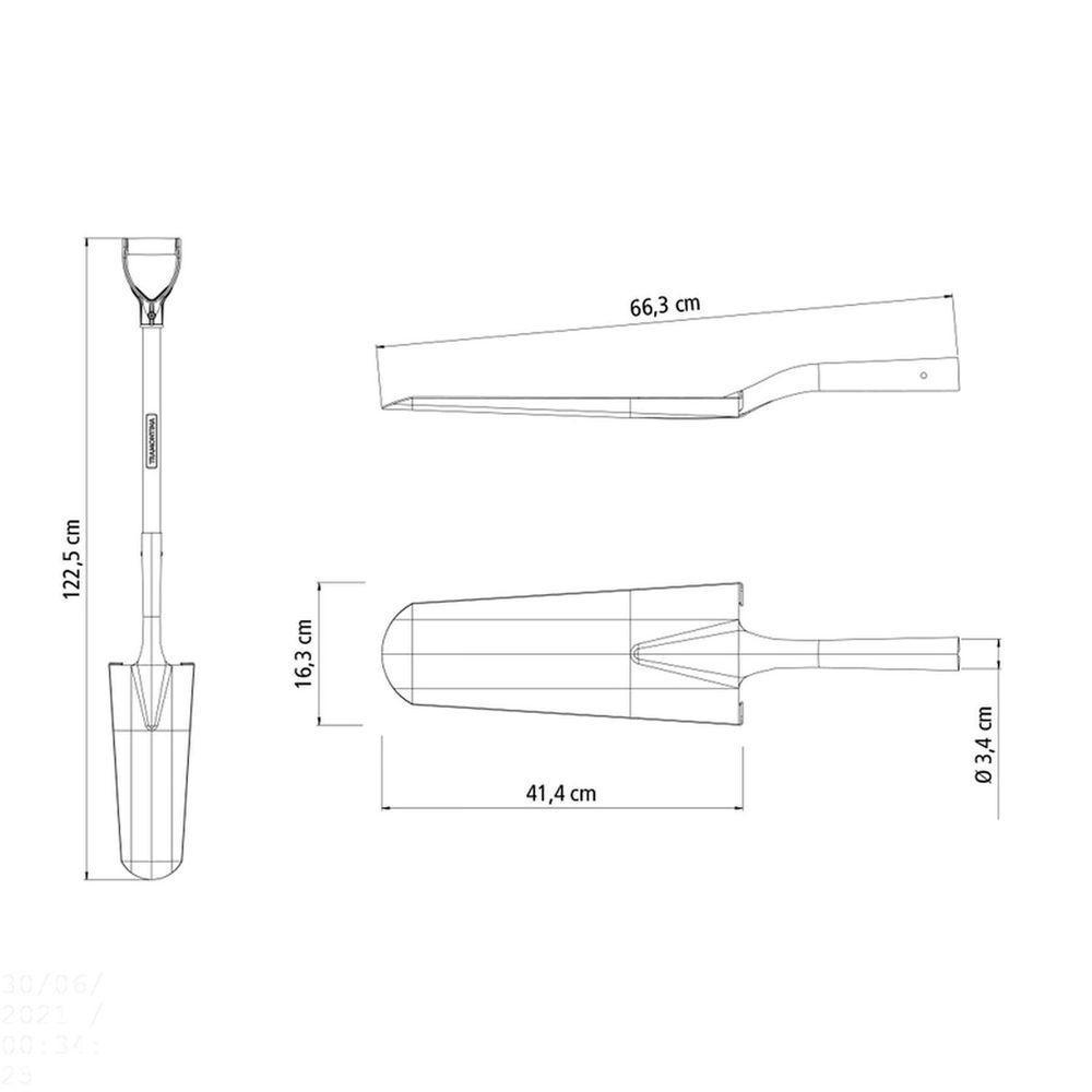 Pá Jardineira 444-00 Em Aço Com Cabo De Madeira 71 Cm Com Empunhadura Plástica Reta Ergon - 3