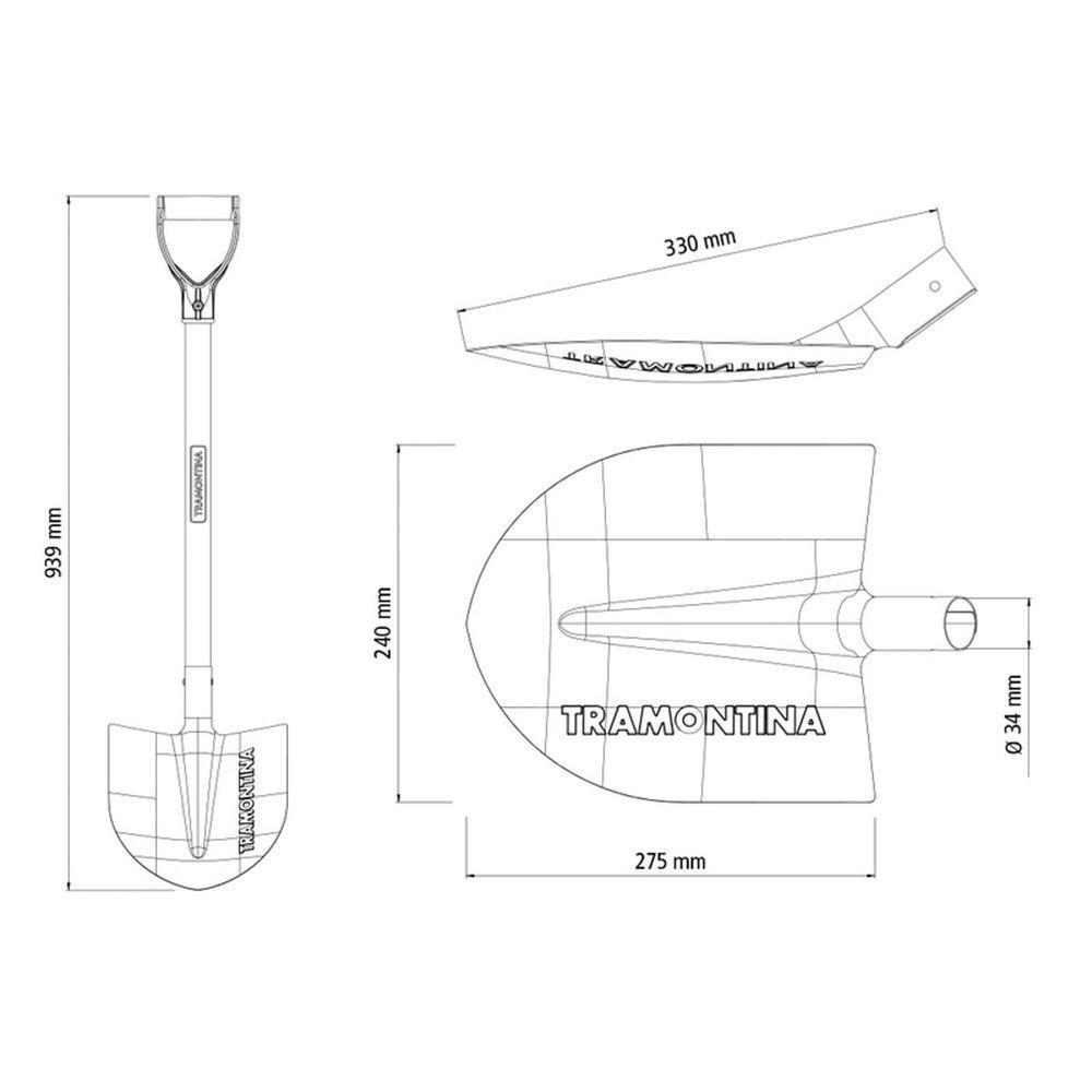 Pá Frankfurt 454-00 Em Aço Com Cabo De Madeira 71 Cm Com Empunhadura Plástica Reta Ergonô - 4